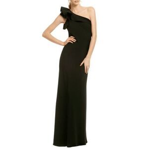 Carmen Marc Valvo Black One Shoulder Lifetime Love Gown Size 10